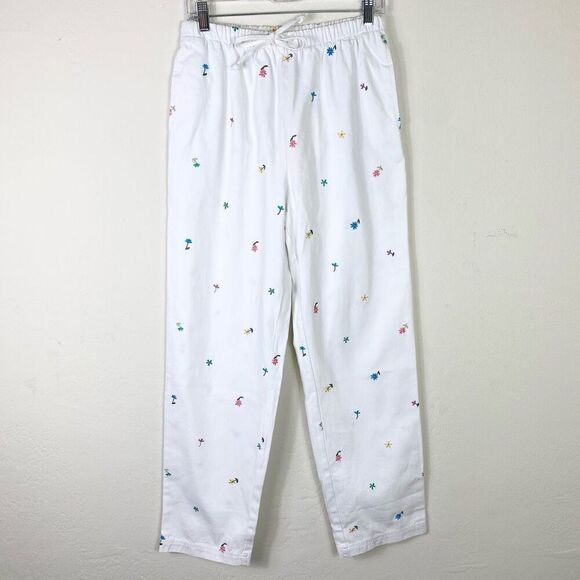 Denim & Co. White Denim Floral Embroidered High Rise Jeans Size M - Picture 1 of 7